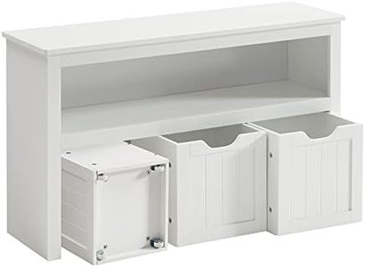 VASAGLE Children's Shelf, Toy Storage for Kids, Storage Cabinet, Toy Cabinet, Storage Box with Wheels, Toy Shelf, for Children's Room, 102 x 30 x 60 cm, White LHS380W01