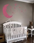 Moon and Stars Night Sky Vinyl Wall Art Decal Sticker Design for Nursery Room DIY Mural Decoration (Lipstick, 30x65 inches)