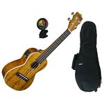 Kala KA-CGE Concert Gloss Mahogany Ukulele w/ Built In EQ, Gig Bag, and Tuner