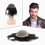 Artello® SWISS FULL LACE Hair Patch for Men, 360° Swiss Lace, 0.03 mm Invisible Hairline, Ultra Light, Trim-able Lace, 100% Remy Human Hair Wig (Colour: Natural Black) (10x8)