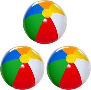 Beach Balls [3 Pack] 20" Inflatable Beach Balls for Kids - Beach Toys for Kids & Toddlers, Pool Games, Pool Toy - Classic Rainbow Color by 4E's Novelty