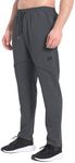BROKIG Mens Inmesh Jogging Sweatpants,Cotton Sweat Track Pant Open Bottom Workout Athletic Joggers Pants with Pockets(Dark Grey,Large)
