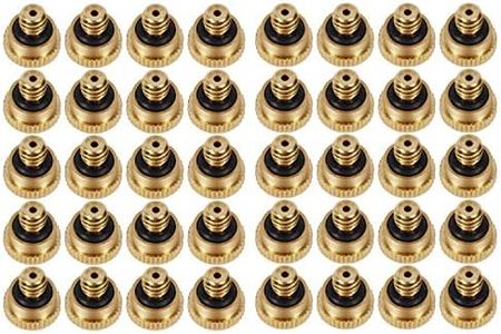 LOOYUAN Brass Misting Nozzles 0.016" Orifice (0.4mm) 10/24 UNC, Water Mister Parts Fog Nozzles for Patio Misting System Outdoor Cooling System (40pcs)