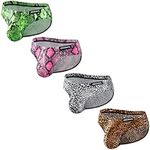 JOCKMAIL 4 Pack Mens Briefs Underwear Cotton Mens Leopard Pattern Playful Printed stripe Underwear Briefs Comfortable Underpants(XL) (XL)