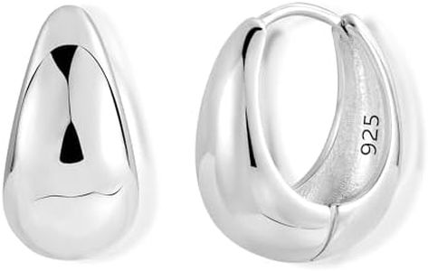 Orecchini Donna Orecchini in Argento Sterling 925, Orecchini Cerchio Donna Spessi, Orecchini a Cerchio di Cartilagine, 925 Orecchini in Argento Sterling U A Forma di Hoop Orecchini, Argento