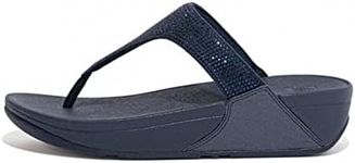 Fitflop Women's Lulu Crystal Embellished Toe-Post Sandals, Midnight Navy, 8.5 US