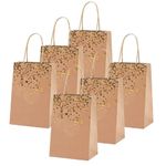 30Pcs Gift Bags Small Gold Heart Kraft Paper Bags Gift Bags for Kids and Adults Party,Paper Party Bags with Handles Sweets Bag Flat Bottom Kraft Wrapping Paper Bag for Birthday Present,Xmas Halloween