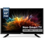 TuTu 22-inch LED TV, 1080P FHD Flat-Screen TV with Dolby Audio with HDMI, USB, VGA, RCA, Non-Smart TV or Monitor for Room, Kitchen, Office, or RV Camper