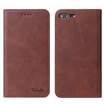 TOHULLE iPhone 6 Plus Case, iPhone 6S Plus Case, Premium PU Leather Wallet Case with Card Holder Kickstand Built-in Magnetic Closure Flip Folio Phone Cover for iPhone 6 Plus/6S Plus - Coffee Brown