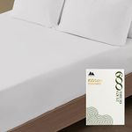 Mayfair Linen Luxuriously Soft Deep Pocket Double Fitted Sheet - 100% Egyptian Cotton, Softest 600 Thread Count Double Size 1 Fitted Sheet Only w Head & Foot Tags, Sateen Weave, Cooling Sheet (Silver)