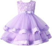 Miipat Baby Girl Dress Tulle Sequin Sleeveless Princess Toddler Girl Party Dresses Formal Flower Girls Birthday Wedding Pageant Dress, Purple Flower, 3-4 Years