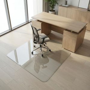 36x48 Tabbed Tempered Glass Chair Mat for Carpet with Beveled Edge for Carpet & Hardwood Floors, Smooth Glide Office Chair Floor Protector, 1,000 lb Capacity, Heavy-Duty Glass by Clearly Innovative