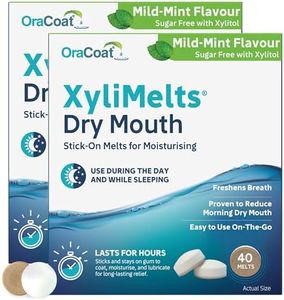 XyliMelts Dry Mouth Relief Discs Mild Mint (80 Count, Pack of 2) – Xylitol Oral Adhering Tablets for Long-Lasting Dry Mouth Relief & Saliva Support Day or Night