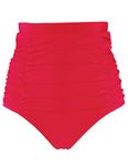 RELLECIGA Women's Red High Waisted Ruched Bikini Bottom Size Large