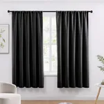 WRENSONGE Blackout Curtains for Bedroom, Black Blackout Curtains 72 Inch Long for Living Room Windows Kitchen Room, Easy Rod Pocket Curtain Modern Room Darkening Curtains 2 Panels Set