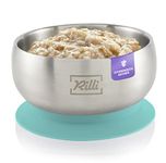Rilli Suction Cup Bowl | Fruit or Porridge Bowl Baby | Stainless Steel Bowl with Silicone Lid | Non-Slip Baby Tableware | Baby Suction Cup Tableware (Mint)