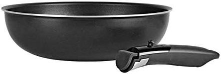 Sitram 713777 Wok, Aluminium, Diameter 28 cm, Colour: Black, Removable Handle, Sitramolible, Suitable for All Heat Sources, Including Induction Hobs, Black Coating, Non-Stick Coating, PFOA Free