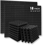 YGM Acoustic Foams® Pyramid Acoustic Panels 12" X 12" X 2", 38 Kg/m³ High Density Premium Grade Studio Noise, Echo Reduction and Absorption, 3D Structure (Charcoal Black) (Set of 18)