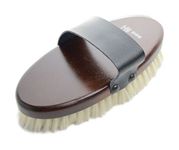 HySHINE Deluxe Goat Hair Wooden Body Brush - Dark Brown - Small