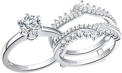 Newshe Wedding Rings for Women Solitaire Engagement Ring Band Set Sterling Silver 1.8Ct Cz Size 6
