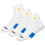 BLITZSOX Hi-Tech Performance Sports Socks For Men (Badminton, Running, Gym & Indoor Training), Pack Of 3 (Size Uk 7-11, White, Ankle Length, Cotton Blend)