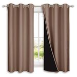 NICETOWN Total Blackout Panels for Nursery, Super Soft, Heavy Duty and Thick Window Treatment Curtains 63 inches Long with Black Lined for Basement, (1 Pair, Cappuccino, 42 inches Wide Each Panel)