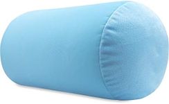 Microbead Bolster Neck Roll Pillow, Gently Body, Head, Neck & Shoulders No Pain Rest, Relax Sleep - Silky Feel Prevent Wrinkles & Hair Breakage - Lightweight Cylinder Tube, 14" x 8", Sweet Baby Blue