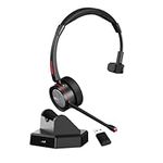 MKJ Wireless Headset with Noise Cancelling Microphone for Laptop Tablets Cell Phones Computer Softphone Headset for Conference Calls Skype Microsoft Teams Zoom etc