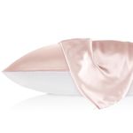 LILYSILK 1PC Silk Pillowcase for Hair and Skin 19 Momme Mulberry Silk Pillow Sham Cover with Cotton Underside Soft Hypoallergenic Silk Bed Pillow Case with Hidden Zipper(Standard 50x75cm,Pale Pink)