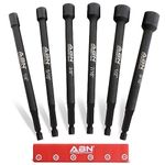 ABN Impact Nut Driver Tool Set - 8pc SAE 6 in Long Shank Nut Driver Bits Magnetic Tip Sockets, 1/4 in Hex Shank