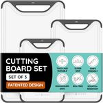 Cutting Boards for Kitchen - Plastic Cutting Board Set of 3, Dishwasher Safe Cutting Boards with Juice Grooves, Thick Chopping Boards for Meat, Veggies, Fruits, Easy Grip Handle, Non-Slip (Black)