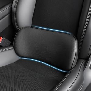 POKSRI Lumbar Support Pillow for car, Faux Leather Perforated,Snug Conforming Waist Support, Resilient Memory Foam, Car Lower Back Pain Relief,Universal Driving Seat Cushion