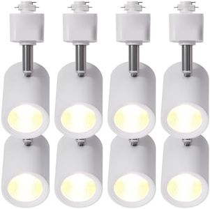 Lamadri 12W LED Track Light Heads,Dimmable H Type Track Lighting Heads 3000K Warm White for Kitchen Accent,Wall,Art Exhibition, Lighting,60°Flicker Free CRI90+ 8 Pack (White)