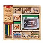 Melissa & Doug Horses Stamp Set with Colouring Pencils for Children, Arts & Crafts for Kids Age 4+, Wooden Stamps for Kids, Horse Toys for Girls Gifts, Kids Art Set Gift for 4 Year Old Girl