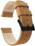 BARTON WATCH BANDS 22mm Gingerbread Brown Quick Release Leather Black Buckle Watch Band Strap