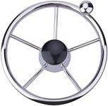 11 inch Boat Steering Wheel,Universal Stainless Steel 5 Spoke Destroyer Knob with 3/4 inch Tapered Shaft & Center Cap