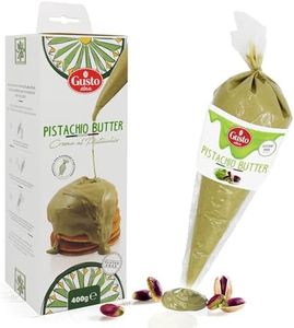Pistachio Nut Butter Cream in Squeeze Pouch, 14.1 oz (400 g), Spread, Cake Filling, Cupcake Icing, Frosting, Decoration, Coffee, Dessert, Sweet Pistachio Butter, Pistachio Paste, Product Bronte, Sicily, Italy, Non GMO, Gusto ETNA