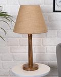 Homesake® Table Lamps for Home Decoration Items, Side Table Lamp for Bedroom Decoration Items, Night Lamp for Bedroom Table, Balcony/Room Decoration Items for Home Decor, Nordic - (Wooden Base, Jute)