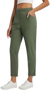 baleaf Womens Travel Pants Petite Business Casual Slacks UPF 50+ Lightweight Athletic Pants Hiking Golf Green S