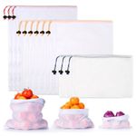 TMBMLPP 12 PCS Reusable Mesh Produce Bags, 3 Sizes Mesh Vegetable Bags, See-Through Produce Storage Bags with Drawstring, Mesh Toy Storage Bags, Fruit Bags, Mesh Bags for Vegetables Fruit Toys Grocery