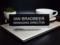 Badgemaster Premium Custom Personalised Office Home Desk Name Plaque Acrylic Black