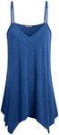 Miusey Womens Handkerchief Hem Sleeveless Flowy Tunic Tops Summer Casual Adjustable Spaghetti Strap Camisoles Long Tank Tops Navy 2XL