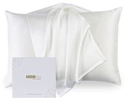 ZIMASILK 100% Mulberry Silk Pillowcase Upgraded Version, for Hair and Skin Health, Better Grade 6A Silk, with YKK Zipper, Gift Box 1Pc (Standard 50x75cm, Ivory)