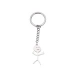 Dreamtimes Smiley Face Figurine Sign Language Keychain Finger Medium StickmanTrend Bag Car Key Pendant Couple Keychain (SILVER)