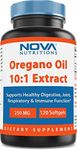 Nova Nutritions Oregano Oil 250 mg 10:1 Extract - Non-GMO & Gluten Free - Oil of Oregano Pills - Immune Support - 120 Softgels