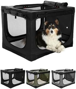 Veraste 24" L x 17" W x 17" H Collapsible Travel Dog Crate, Portable Soft Dog Kennel for Small Medium Pets up to 30 lbs, 4-Door Foldable Travel Crate with Durable Mesh & Storage Bag, Black