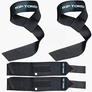 Rip Toned Lifting Straps + 18-inch Wrist Wraps Bundle (1 Pair of Each) for Weightlifting, Workout, Gym, Powerlifting, Bodybuilding