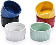 Bruntmor 8oz Crème Brûlée Ramekins - Oven Safe, Oval Tart Pan - Baking Souffle, Pudding, Dessert, Pie, Snacks, Quiche - Mini Custard Cups - Oven to Table Serving Casserole Dishes - Set of 6