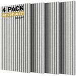 TONOR 4-Pack Bilayer Acoustic Panels Large Self-adhesive, 48” * 24” * 0.72” Adhesive Wall Panel, Large Soundproof Tiles for Echo Absorbtion, Acoustical Barrier of Polyester Fiber, Grey