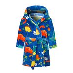 NautySaurs Boys Dressing Gown Girls Unisex Children's Bathrobe Soft Flannel Fleece Robe for Kids 1-12 Years (Blue - Dinosaur, 2-3 Years)